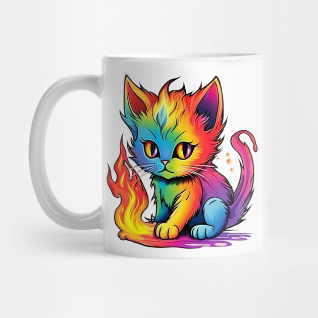 Kitten Spectrum - Rainbow Tail Blaze Tee by trubble